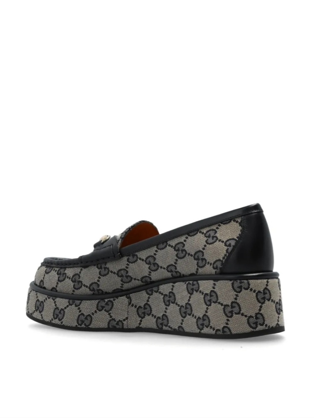 $1,200 Gucci Ilde GG Supreme Canvas/Leather Flatform Blue Loafer EU 37.5 US 7.5 - Picture 2 of 10